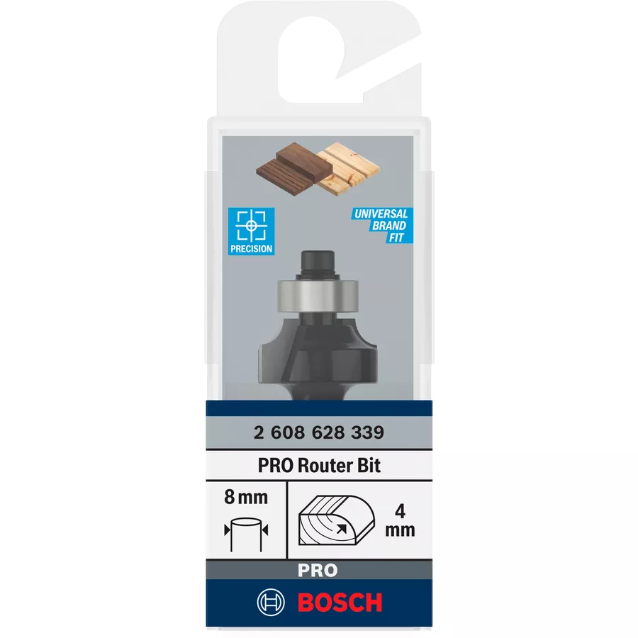 Fraise à arrondir rayon 4 mm, 2 tranchants carbure